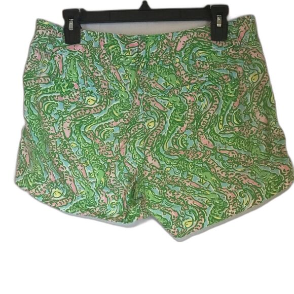 Lilly Pulitzer Callahan Shorts Women's Size 6 Chomp Chomp Alligator Pink & Green - Picture 7 of 13